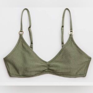 NWT Aerie Beach Babe Shine Rib Voop Bikini Top in Olive 🫒 - Size XL